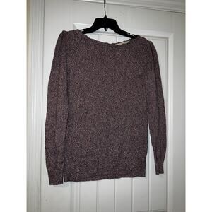Ann Taylor LOFT purple knit long sleeve winter sweater open back small